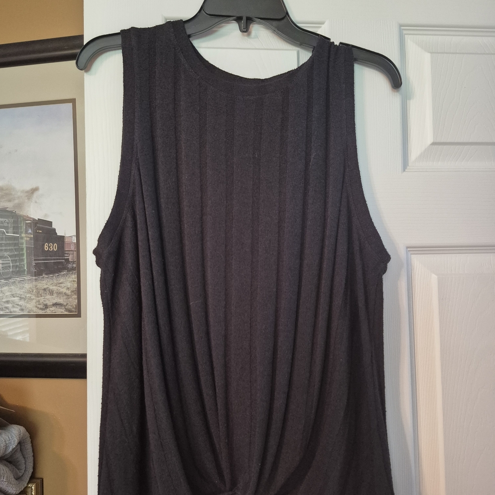 Time and Tru Black Ribbed Tank Top